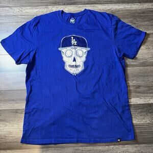 47 Brand Los Angeles Dodgers Sugar Skull T-Shirt XXL Blue Dia De Los Muertos MLB